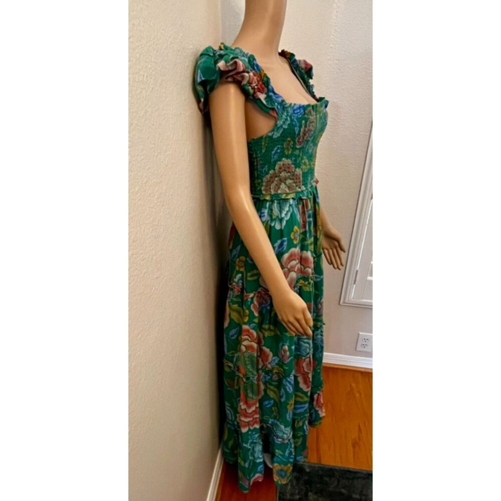 SZ M Love The Label Anthropologie Sleeveless Maxi Dress Green Floral Print - Picture 6 of 11
